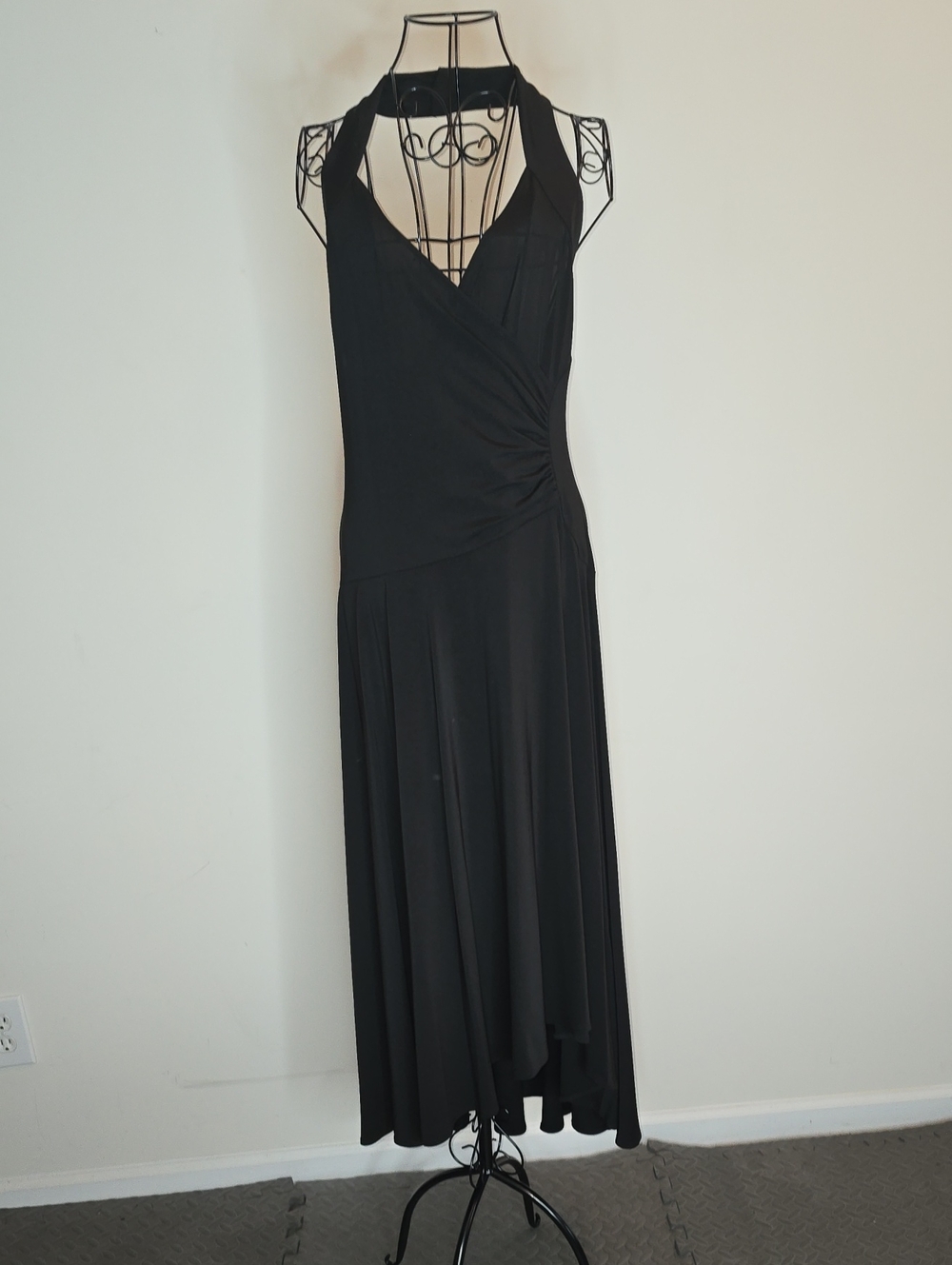 Michael Kors Black Halter Midi Wrap Dress